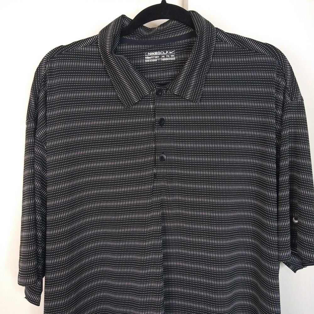 Nike Golf Strip Short Sleeve Polo Shirt Mens Size XXL Black White Golfer Casual